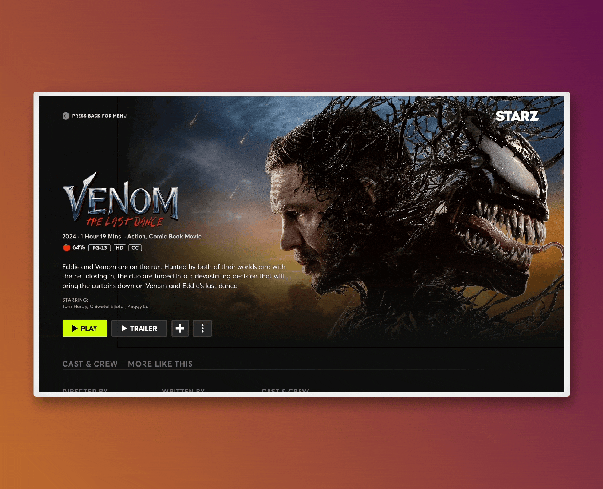 STARZ OTT Redesign